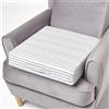 HOMESCAPES - Cuscino alzapoltrona trapuntato a righe grigie con copertura rimovibile 50 cm quadrato 10 cm di profondità, cuscino ortopedico in schiuma rigida con rivestimento lavabile in cotone 100%