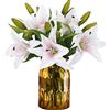 HAOSHICS Fiori artificiali 8 pezzi di gigli artificiali con 3 boccioli arte floreale vegetale fiori in lattice pieno fiore real touch per la decorazione della casa matrimoni feste uffici ristoranti