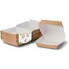 BIOZOYG Take Away Burger Box 100 pezzi I Scatole per hamburger con coperchio incernierato in cartone di fibra fresca I Imballaggio resistente ai grassi marrone-bianco 14,5 x 14,5 x 8 cm I Riciclabile