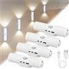 FiTspi Confezione da 4 lampade da parete ricaricabili con sensore di movimento, luce LED ricaricabile a 3 colori, luce notturna USB magnetica per scale, soggiorno, bagno, corridoio, sotto l'armadio