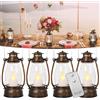 Reperla Lanterna decorativa vintage, confezione da 4 lanterne LED tremolanti con telecomando, piccole dimensioni, lanterne da appendere per interni ed esterni, per centrotavola di nozze, Halloween,