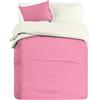 BANZAII TEXTILE INNOVATOR ONLINE Banzaii Set Copripiumino Bicolor 100% Microfibra con Federe Double Face Matrimoniale 250x200 cm Rosa/Panna
