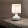 PERENZ Lampada da appoggio in Metallo colore Bianco con Paralume in Stoffa Diametro 20 cm Altezza 33,5 cm Lampadina 1xE14 max. 40W non inclusa