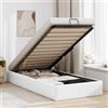 IKAYAA Letto Matrimoniale con Contenitore Struttura Letto 90 x 200 Letto Idraulico con Rete a Doghe e Telaio Letto Sollevabile con Contenitore-Bianco-90 x 200 cm