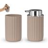 Inbagno Set Accessori Bagno Moderni 2 Pezzi Linea Gummy - In Gomma Termoplastica Tortora - Dispenser Sapone E Portaspazzolino - Flessibile E Antiurto