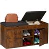 Relaxdays Panca Porta Scarpe da Ingresso, Scarpiera con Seduta Imbottita, Portascarpe, HLP: 49,5x100x34 cm, Marrone Nero