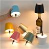 Nordreach Lampada per bottiglia wireless, dimmerabile, 3 colori, lampada per bottiglia di vino, con controllo touch, ricaricabile tramite USB, lampada da scrivania per bar, ristoranti, soggiorno