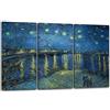 Printed Paintings Stampa su Tela con telaio 3 parti (120x80cm): Vincent van Gogh - Stella della notte sul Rodano (1888) - Quadri moderni