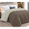 Tata Home Trapunta Invernale Tinta Unita Double Face Matrimoniale Imbottita 350 gr/mq Piumone Caldo Letto 2 Piazze 260x260 cm Bicolore Panna Marrone Mod. J