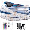 Cleiscry RGB COB LED Strip 12 V 810 LEDs/m Soft Flessibile COB Tape Colorful Mobile APP Controlled Luce aggiungere Alimentazione (5 M Strip+24 key IR Controller+12 V 7A US PS)