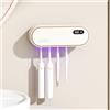 mumisuto Porta Spazzolino con Sterilizzatore a Raggi UV, Portaspazzolini da Bagno con Funzione di Asciugatura e Timer, 4 Slot Porta Spazzolini da Muro, Ricaricabile USB 1800mAh (Bianco)