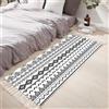 Tomifine Tappeto Salotto Vintage con Nappe, Motivo Moderno Geometrico Lavabile Tappeti per Cucina, Soggiorno, Camera da Letto (60x90 cm,Nero Bianco)