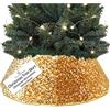 DECO EXPRESS Gonna Albero di Natale, Paillettes Copri Base Albero Diverte, Scintillante Collar per Decorazioni Natalizie per Xmas Festa 40x25 cm (Oro Paillettes, Top 40cm/Base 68cm)