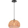 LIGKIN Lampada a sospensione Rattan Illuminazione Vintage Industriale Lampadario E27 Boho Plafoniera Retro Paralume Metallo e Corda di Canapa per Soggiorno, Sala da pranzo, Camera da letto, Ø25cm