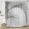 Bovlleetd Tenda da Doccia Grigia 152x183cm Motivo Foglia di Palma con Design Art Deco Stile Ombre Alberi e Piante, Impermeabile Lavabile in Poliestere Tende da Bagno con 10 Ganci per Vasca da Bagno