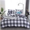 Loussiesd Farmhouse Buffalo - Set di da letto con motivo a quadri rustici e bufalo con copripiumino singolo,leggero,1 copripiumino e 1 federa per cuscino,motivo geometrico moderno,grigio e bianco