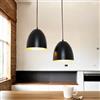 Licht-Erlebnisse Easylight Lampada a sospensione per interni Annie stile retrò color nero e oro in metallo 2xE27, diametro 20cm ideale per cucina, sala da pranzo salone