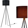 lux.pro Lampada da Terra in stile Treppiede Alta 150 cm Piantana Tripode con Paralume Cilindrico in Tessuto - Nero