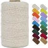 LEREATI Macrame Corda 1mm x 390m Filo Macrame Cordoncino Cotone, Corda Colorata Macramè Filo, Cordino per Borse Uncinetto, Decorazioni, Arazzo Da Parete, Perline, Braccialetti (Naturale)