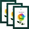 MG Design Set da 3 cornici portafoto 15 x 23 cm - Cornici in legno Verde con vetri acrilici infrangibili, verticale e orizzontale, da appendere e da appoggiare