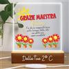 D&Vlab Lampada a led da notte personalizzata con Nomi alunni classe e sezione Luce in Plexiglass Trasparente cornice in legno - Idea Regalo Maestra Insegnante fine anno Scolastico ''FIORE MAESTRA''