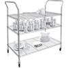 Casa PuraCarrello da portata con ruote in metallo cromato, 103 x 103 x 45 x 103 x 103 H cm, 3 livelli, carrello multiuso per cucina, bagno e ufficio