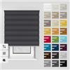 Estika Tenda a rullo giorno e notte con foratura - 130 x 150 cm - Antracite - montaggio a soffitto o parete, tessuto a doppio strato, semi-trasparente, per interni, per finestre