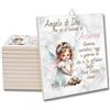 L'Arcobaleno di Luci MATTONELLA DECORATIVA in ceramica preghiera Angelo custode PERSONALIZZATA con nome Bambina femmina Angelo di Dio PIASTRELLA QUADRETTO da appendere 15 cm x 15 cm