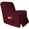 Yekuhe 1 posto Copripoltrona Relax Reclinabile Elettrica con Braccioli Completo 4-Pezzo Fodera per Poltrona Elasticizzato con Tasche, Minimalismo Coprisedile Poltrona Lavabile Antiscivolo Copripoltrona ( Col