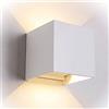 Eurekaled - Applique da parete LED Cubo 12W - Fascio di luce regolabile - IP65 Lampada per interno/esterno - Up&down - Design moderno (Bianco, Luce calda 3000K)
