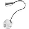 HONITANO Lampada da Parete LED Girevole 360 Gradi Collo Flessibile | Alluminio Argento, Luce Bianca Calda per Relax, Base Lucida, Angolo Regolabile, per Ogni Spazio