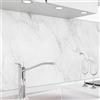 danario Rivestimento Paraschizzi Cucina Adesivo da Parete I Effetto Opaco I Spesso e Rigido I Ignifugo e Resistente all'Acqua I 0,40 mm I Marmo Bianco - 60 cm x 60 cm