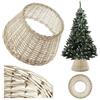 KADAX Copertura per base dell'albero di Natale Ø 46,5 cm in bianco - Gonna per albero fatta a mano in vimini naturale intrecciato, anello decorativo per albero di Natale e coprivaso per contenitori di