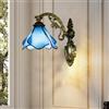 Chao Zan Applique da parete vetro colorato, lampada da parete fiori, lampada a muro interni vintage, per camera da letto, soggiorno, corridoio (Blu)