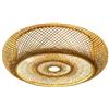 Wulimasun Lampada da soffitto in bambù in rattan a LED, dimmerabile, per soffitto, stile retrò, cappello in bambù, 40 cm, tessitura, bagno, E27, per camera da letto, soggiorno, corridoio,