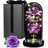 Maverton Rosa Stabilizzata con LED Personalizzata - Rosa Eterna nella Cupola di Vetro - Regalo Donna Compleanno Mamma Nonna Fidanzata Maestra - Regalo Anniversario Matrimonio