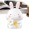 Generic Lampada da notte a forma di coniglietto, 14,9 cm, in silicone, con funzione di oscuramento touch, decorazione per cameretta dei bambini, con batteria ricaricabile, luce notturna per bambini, ragazzi e