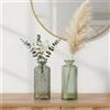 levandeo Set di 2 vasi, altezza 14 cm, in vetro verde, decorazione da tavolo, per la primavera, decorazione floreale