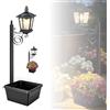 Generic Lampioni solari da 27 pollici con fioriera, lampione solare dal tramonto all'alba, 2 in 1 vasi da esterno per fiori veri o finti, per giardino, cortile, vialetto, veranda, patio