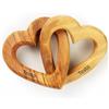 Kassis Geschenkartikel Kassis Cuori intrecciati personalizzati in legno d'ulivo 7,5 cm - Regalo fatto a mano di matrimonio, anniversario o San Valentino - Decorazione casa o tavolo