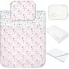 baby idea Babysanity Lenzuola Next To Me Compatibili 5 pezzi: Cuscino Neonato Federa Cuscino Piumino Copripiumino Lenzuolo Angoli per Culla Lettino Neonato Chicco Kinderkraft Cam Brevi OEKO-TEX (Fatina)