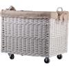 e-wicker24 Alles aus Weide e-wicker24 - Contenitore portabiancheria rettangolare, cesto in vimini con ruote e fodera in tessuto, contenitore di vimini, cestino, scatola, colore: bianco, iuta