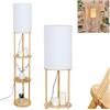 hofstein Lampada da terra Hamaa, lampada da terra in legno/tessuto nei colori naturali/bianco, design scandinavo, paralume Ø 26 cm, ripiani e interruttore a pedale, altezza 150,5 cm, 1 x E27, senza lampadina