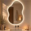 Clevich Specchio da bagno con illuminazione asimmetrica 90 × 60 cm, specchio LED con 3 colori di luce dimmerabile, vetro temperato, interruttore touch, funzione memoria, anti-appannamento, moderno