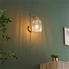 KOSILUM Lampada da parete Canelia dorata in vetro scanalato | Stile vintage, finitura dorata, vetro scanalato, attacco E27, lampadina non inclusa