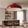 bamyum Lampada Androa Vintage Plafoniera Diametro 40 cm Illuminazione A Soffitto E27 Lampada a Sospensione Plafoniera Adatta Per Soggiorno Rosso-Bianco