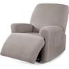 JORTUIO Copridivano Relax Reclinabile Elasticizzato 1/2/3 Posti, Copripoltrona Relax Reclinabile Universale con Tasche, 6-Pezzi Fodera per Poltrona Lavabile, Coperture per Divano da Massaggio Lavabile ( Color