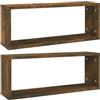 vidaXL Mensole Parete Cubo 2pz Rovere Fumo 80x15x26,5cm in Multistrato