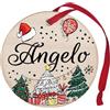 Corredino Neonato Pallina di Natale Personalizzata con Nome Angelo, Decorazione Natalizia in legno 100% Italiana, cerchietto albero natale da 8 cm (legno, Angelo)