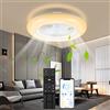 Yakimz Ventilatore da soffitto 80W con illuminazione 2x, lampada da soffitto con telecomando, APP, velocità del vento a 6 livelli, timer a 3 temperature colore, avanti e indietro per il soggiorno